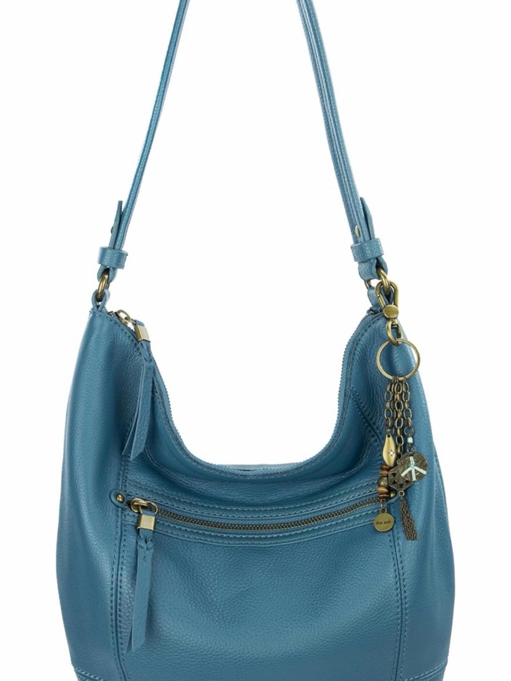 The Sak Sequoia Hobo Bag - in Lagoon Teal Pebbled Leather with Charm Accent